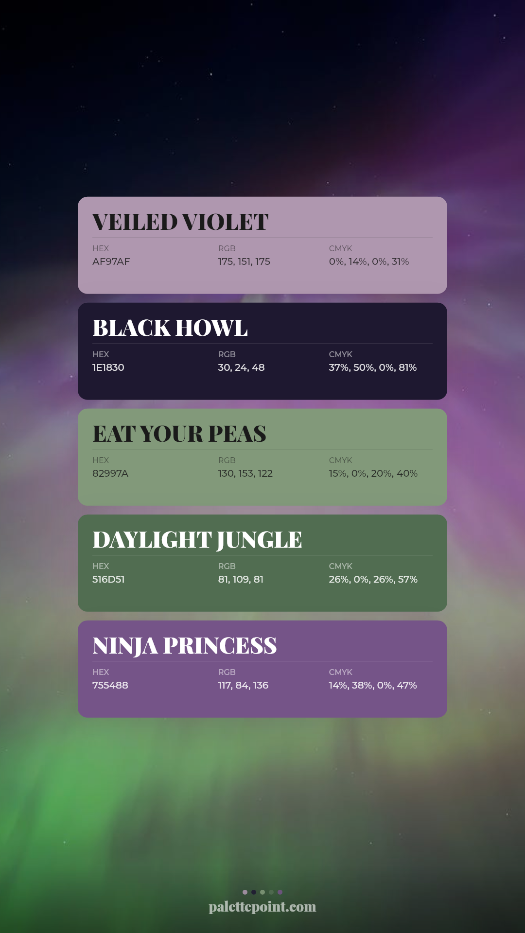 Veiled Violet Harmony palette card