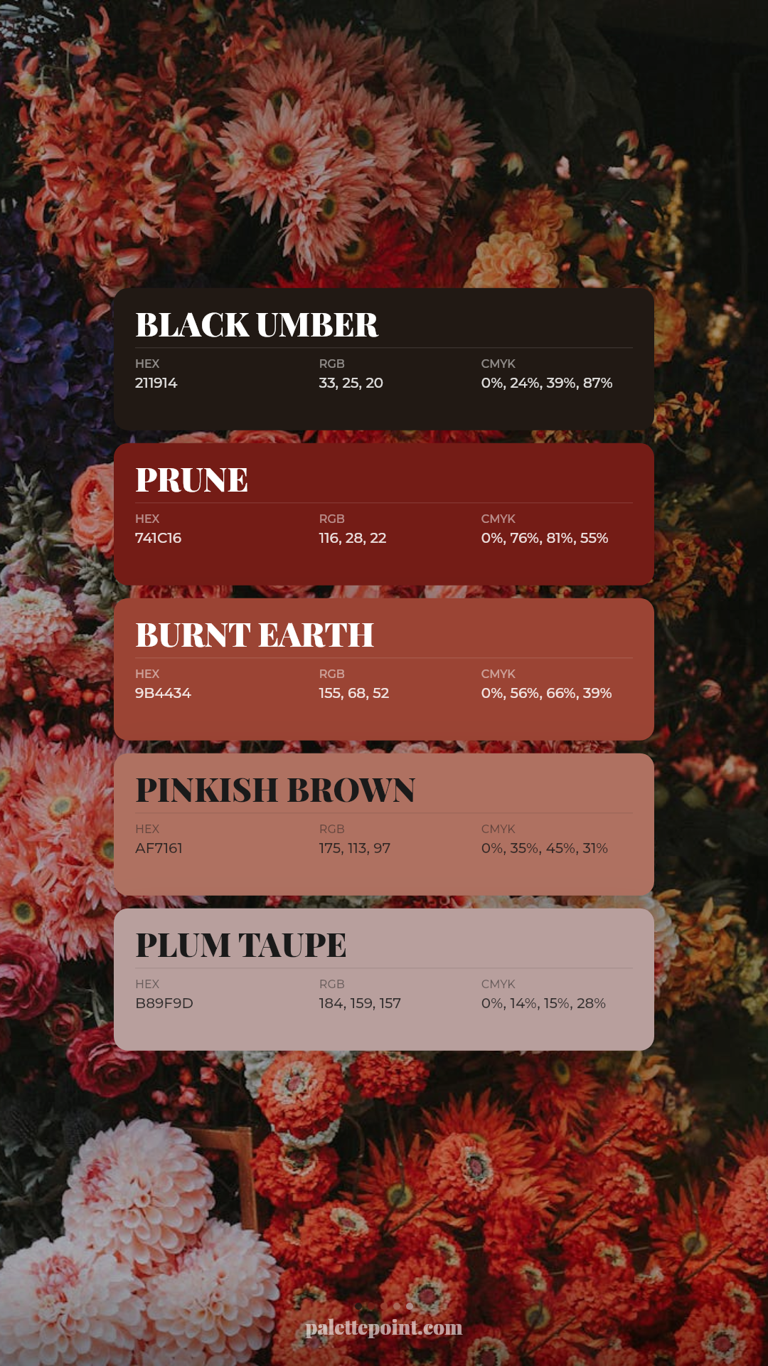 Rustic Black Umber Essence palette card