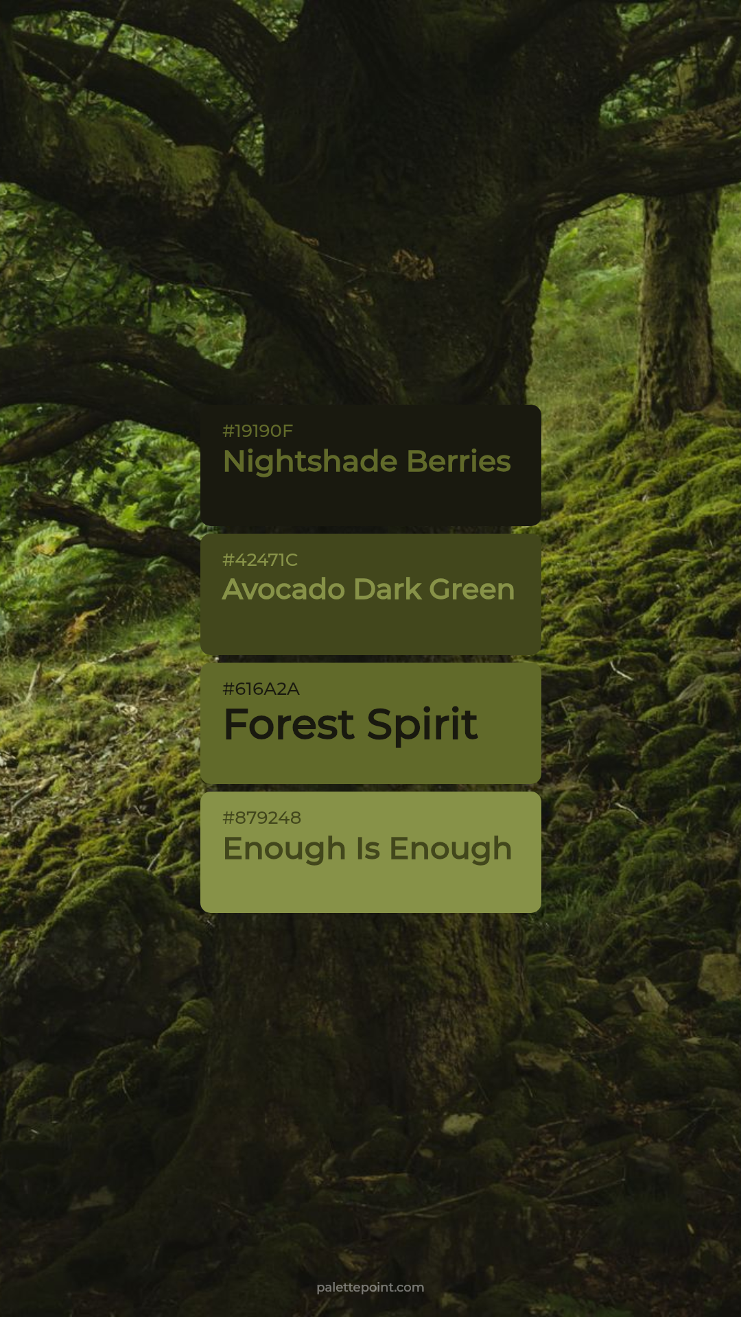Nightshade Berries & Avocado Dark Green palette card