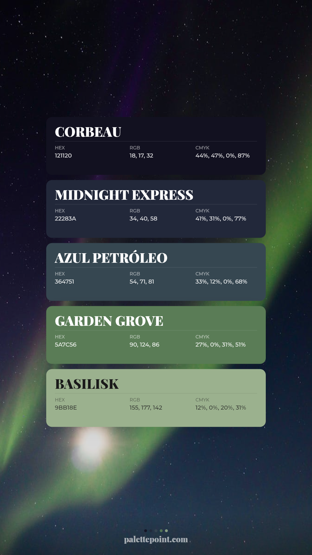 Corbeau & Midnight Express palette card