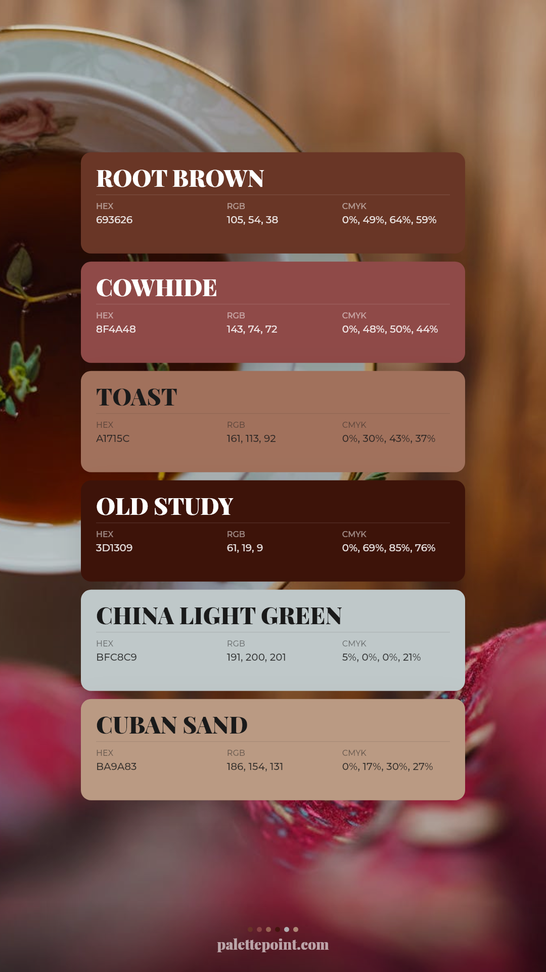 Root Brown & Cowhide palette card