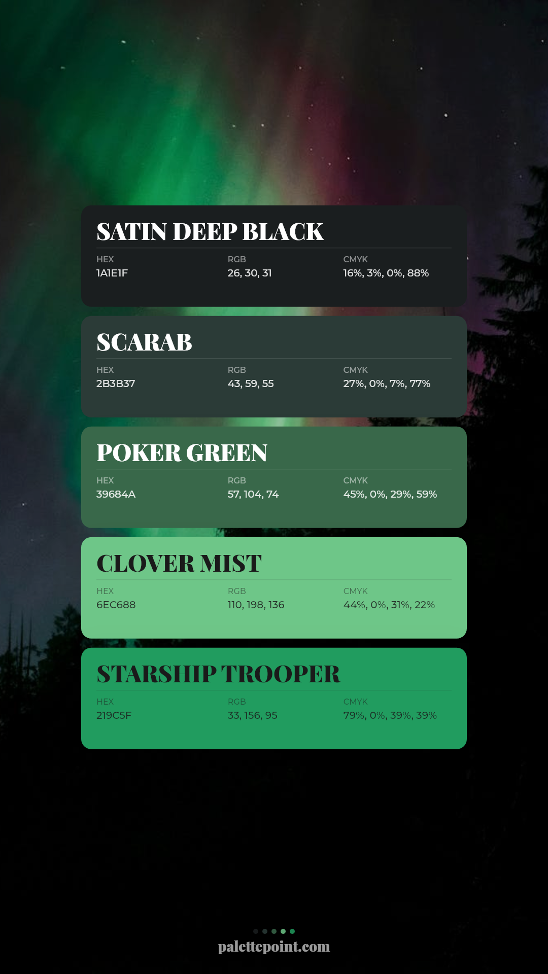 Satin Deep Black & Scarab palette card