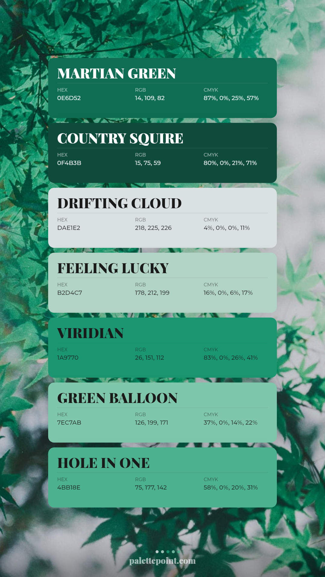 Martian Green & Country Squire palette card