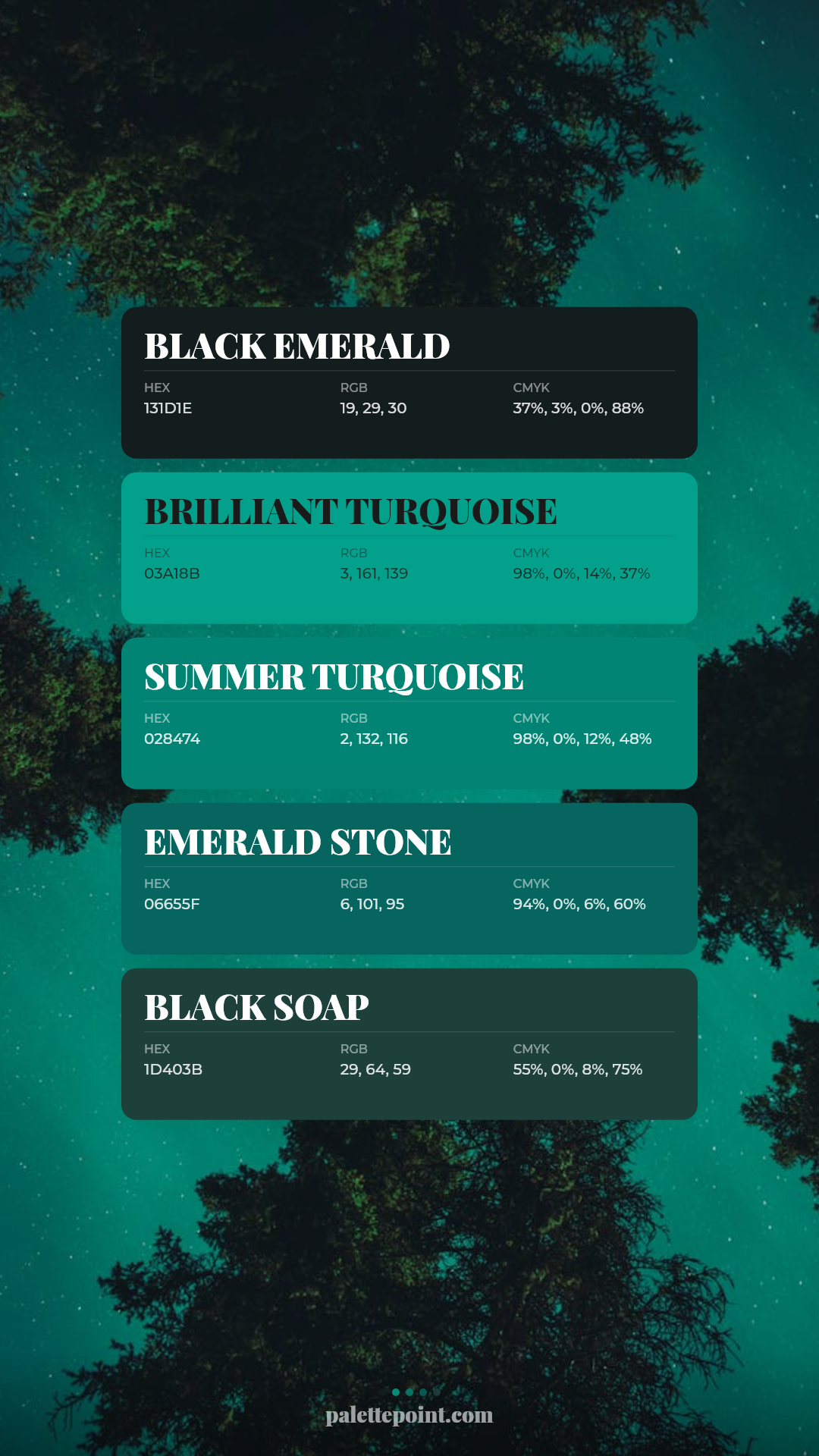 Black Emerald & Brilliant Turquoise palette card
