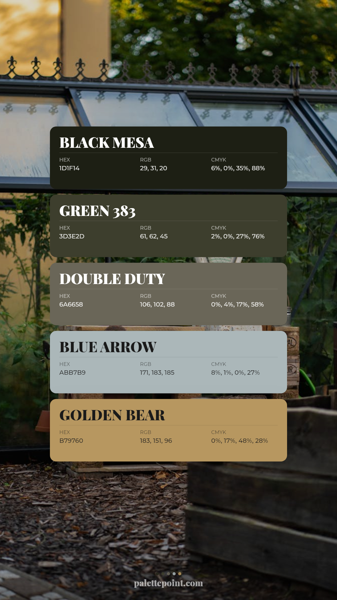Earthy Black Mesa Collection palette card
