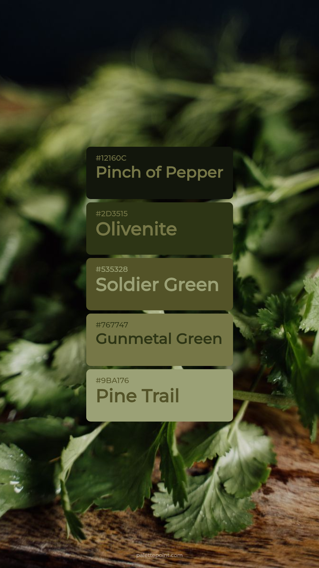 Pinch of Pepper & Olivenite palette card