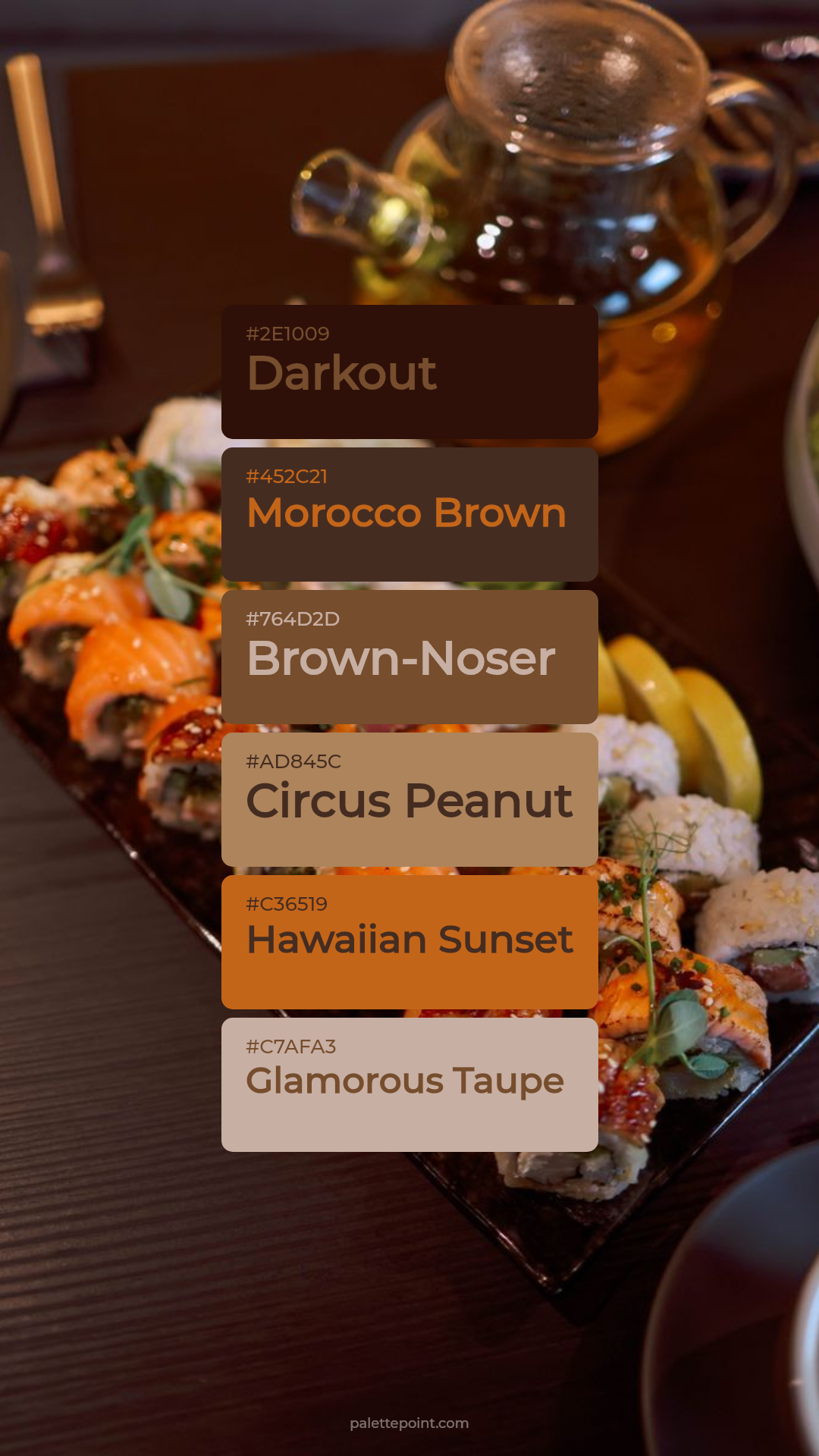 Darkout & Morocco Brown palette card
