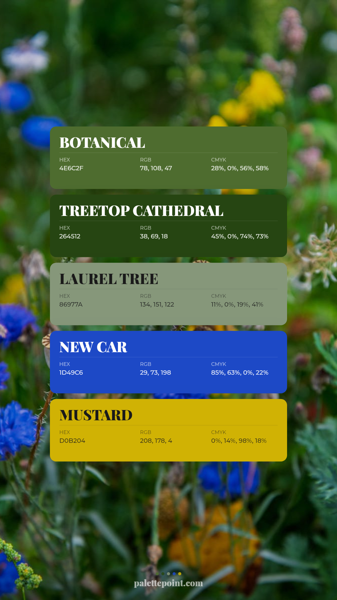 Botanical & Treetop Cathedral palette card