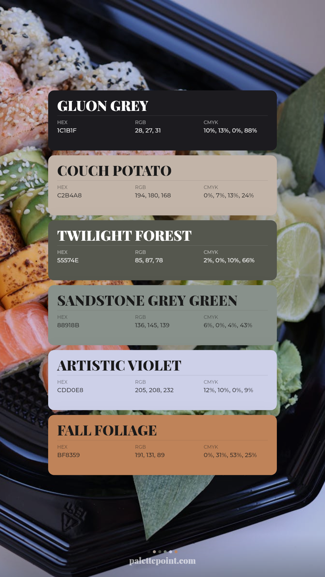 Gluon Grey & Couch Potato palette card