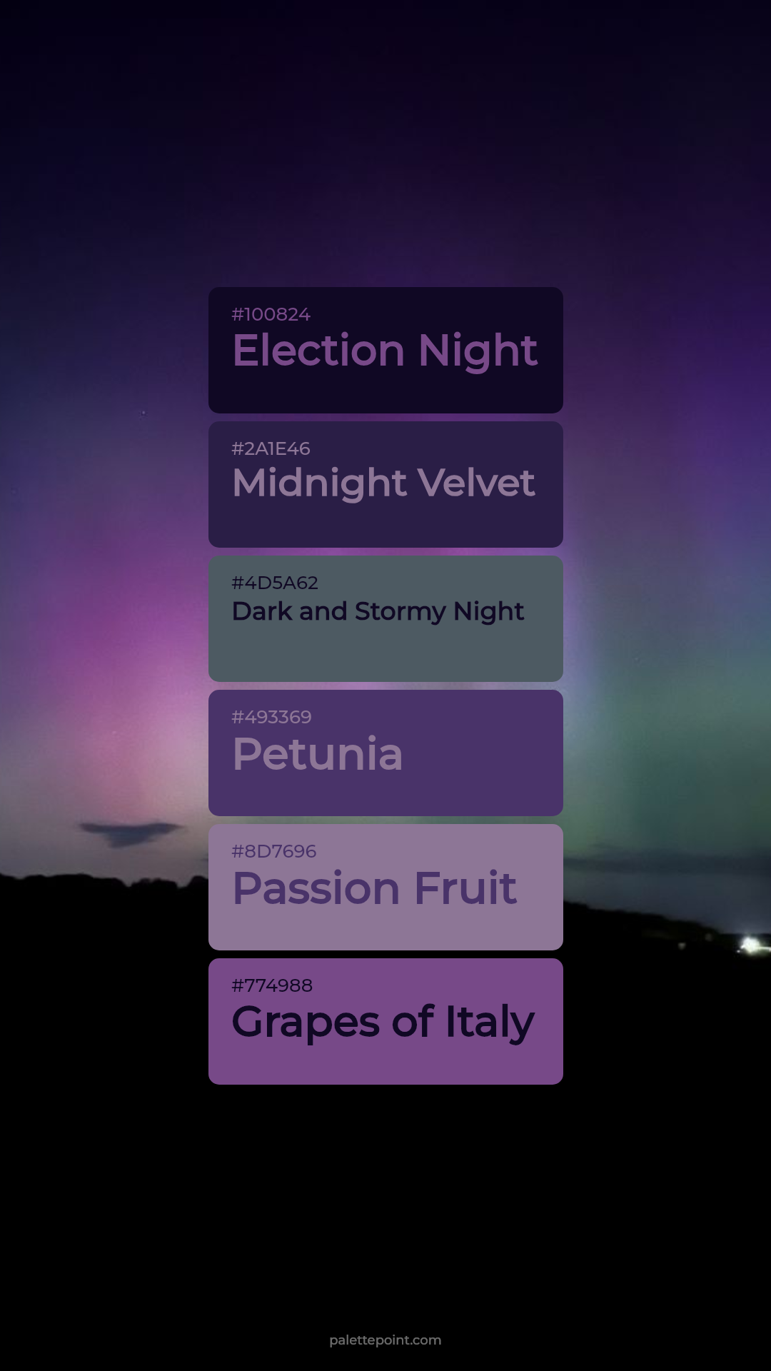 Election Night & Midnight Velvet palette card