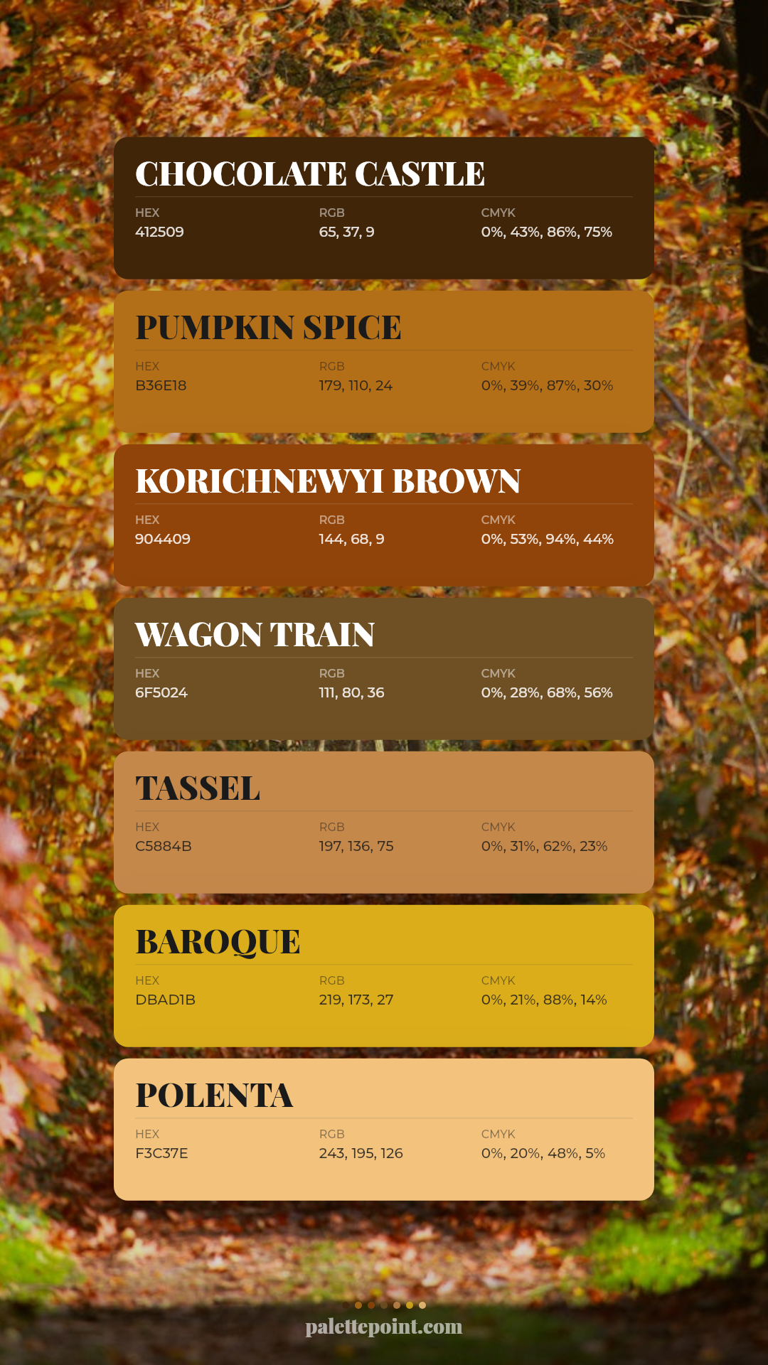 Chocolate Castle & Pumpkin Spice palette card