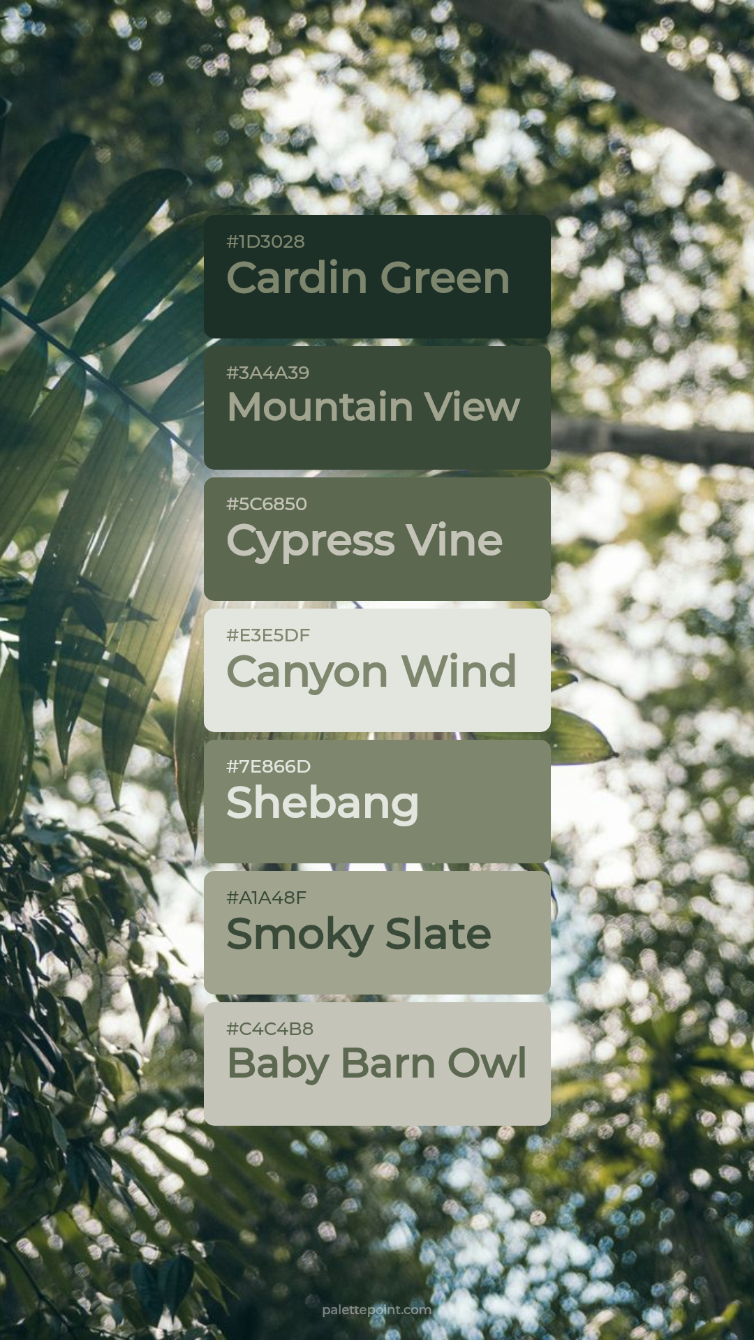 Cardin Green & Mountain View palette card