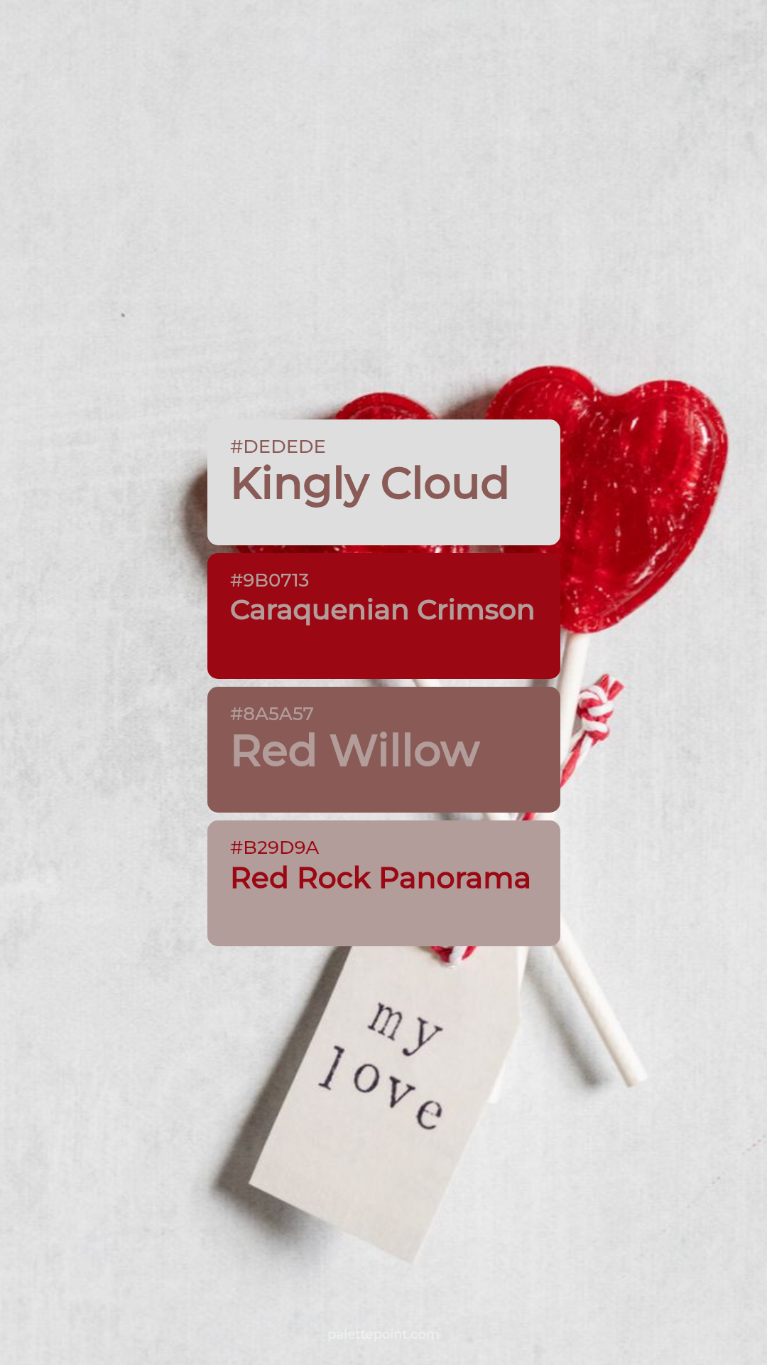 Kingly Cloud & Caraquenian Crimson palette card