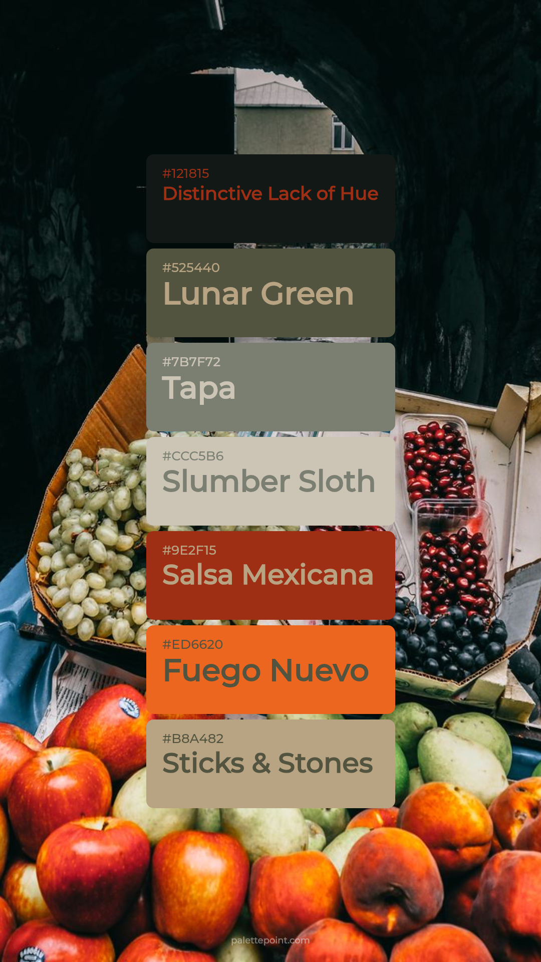 Distinctive Lack of Hue & Lunar Green palette card