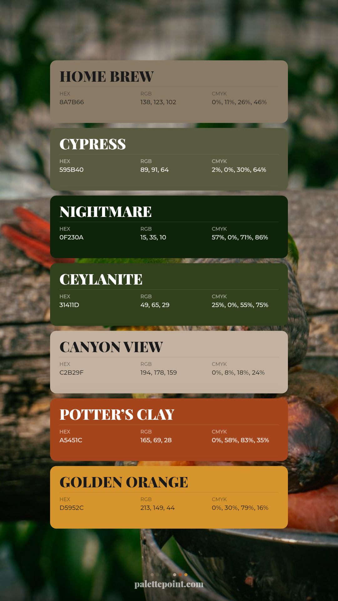 Home Brew & Cypress palette card