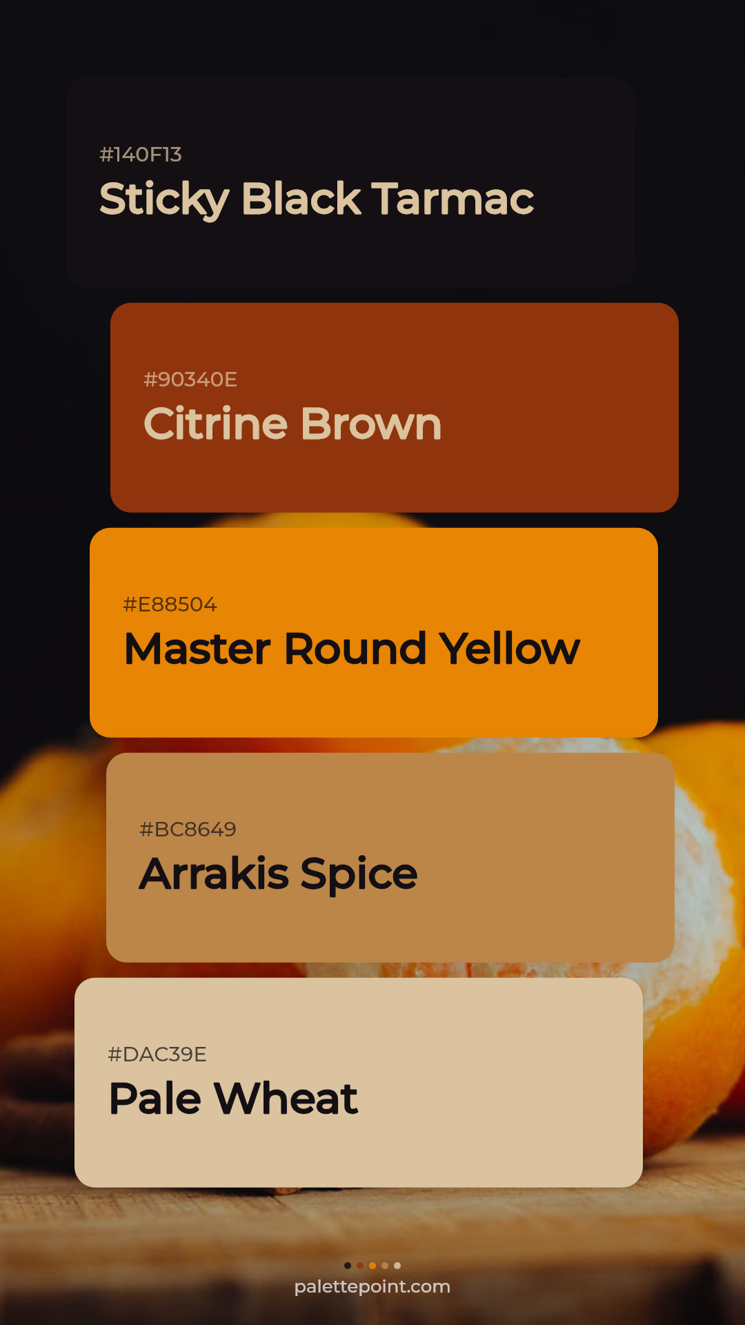 Sticky Black Tarmac & Citrine Brown palette card