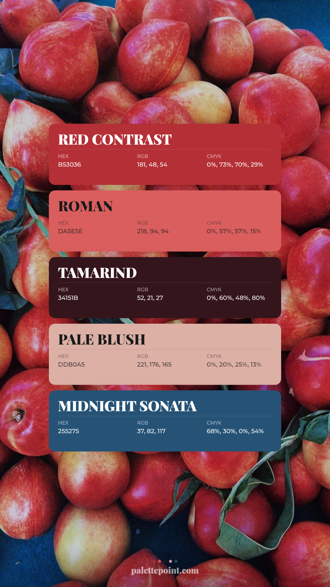 Red Contrast Hues palette card